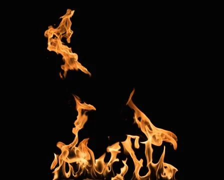 Burning flame on black background Stock Photos