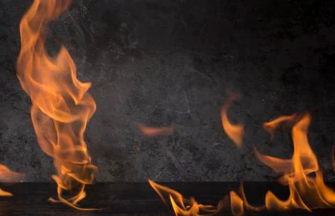 Burning flame On a black background Stock Photos