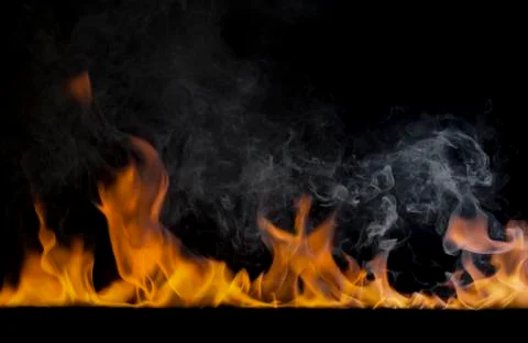 Burning flame On a black background Stock Photos
