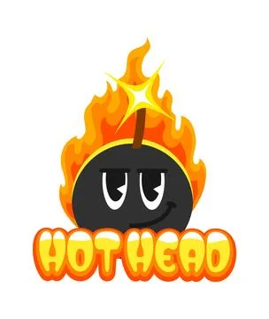 Burning in flame bomb, explosion retro Y2K sticker Stock Illustration