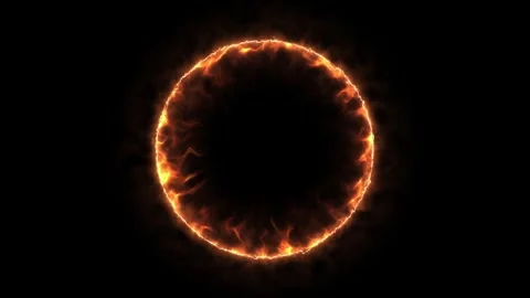 Burning Flame Circle Gateway for Cinematic Reveal Stock Footage 342631433