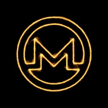 Burning Flame Effect on Crypto Currency Icon Stock Illustration