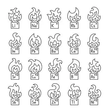 Burning flame element in outline line art Stock Illustration