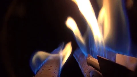 Burning flame of a gas burner in a heating boiler in HD Stock Footage 84021884