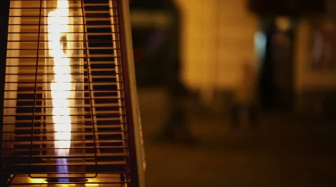 Burning flame in the gas heater Stock Footage 61569255