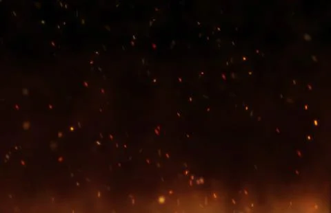Burning flame with glowing hot sparks at night. Wildfire in motion 4K footage. Stock Illustration