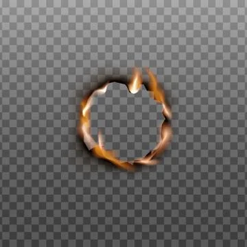 Burning on flame hole frame 3d realistic vector mockup illustration isolated. Illustrazione stock