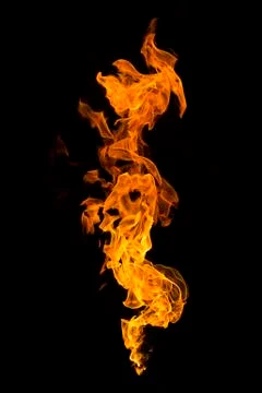 Burning flame isolated on black Foto stock