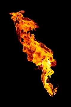 Burning flame isolated on black Foto stock