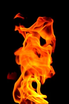 Burning flame isolated on black Foto stock