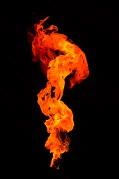 Burning flame isolated on black Foto stock