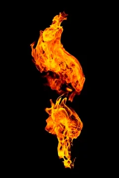 Burning flame isolated on black Stock Photos