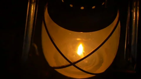 Burning Flame in Old Lamp Stock Footage 139228755
