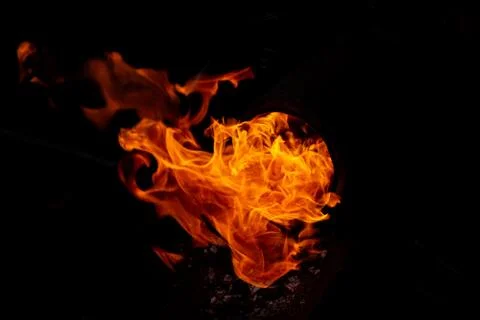 Burning flame or fire isolated on black background Stock Photos