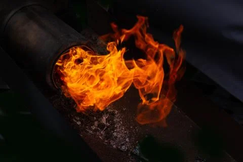 Burning flame or fire isolated on black background Stock Photos