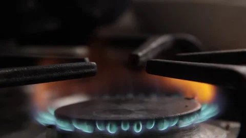 Burning flame in a stove Stock Footage 84863627