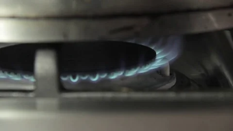 Burning flame in a stove Stock Footage 84863632