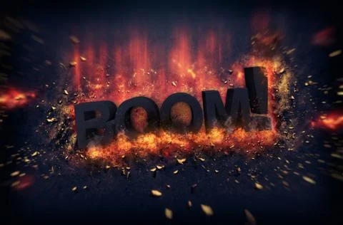 Burning flames and explosive sparks - BOOM Stock Illustration