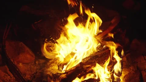 Burning flames. Burning fire for barbecue. Bonfire for BBQ. Campfire fire at Stock Footage 341291890
