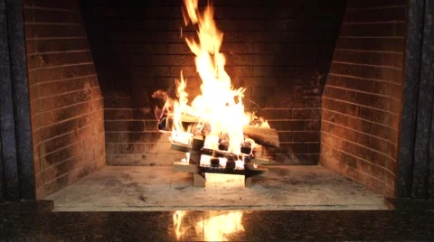 Burning Flames Of A Fire In The Fireplace Stock-Footage 49479131
