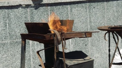 Burning Flames in a Forge Stock-Footage 110836830