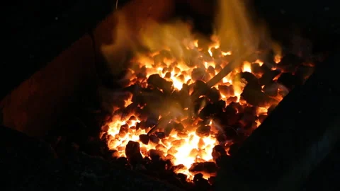 Burning Flames of the forging horn. Stock Footage 90672445