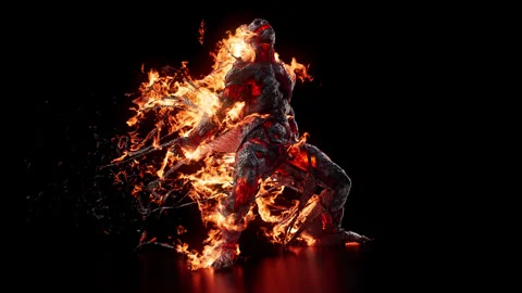 Burning in flames monster Stock Footage 269697226