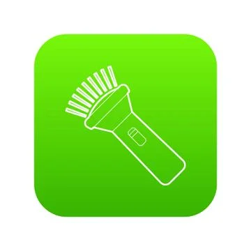 Burning flashlight icon green vector Stock Illustration