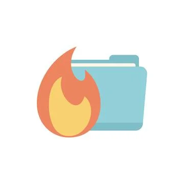 Burning folder is representing concept of lost data Stock Illustration
