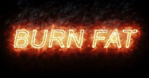 Burning font burn fat fire word text with flame and smoke on black background Stock Footage
