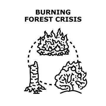 Burning forest crisis environmental problems global warming concept Illustrazione stock