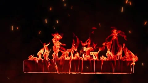 Burning frame abstract fire lower third title boundary animation background Stock Footage 327517111