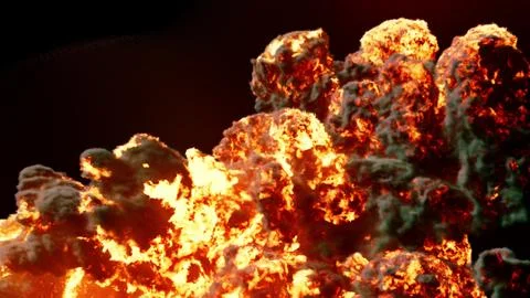Burning fuel. Close-up of a flame burning fuel with thick black smoke. 3D Stock Illustration