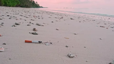 Cigarettes Dropped On Beach - Stock Video