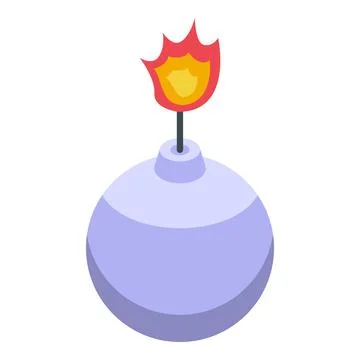 Burning fuse bomb about to explode, isometric view Stockillustratie
