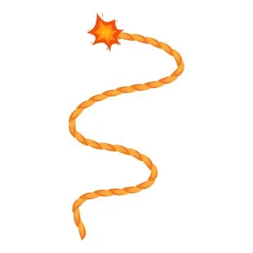 Burning fuse with spark creating s shape on white background Stock Illustration