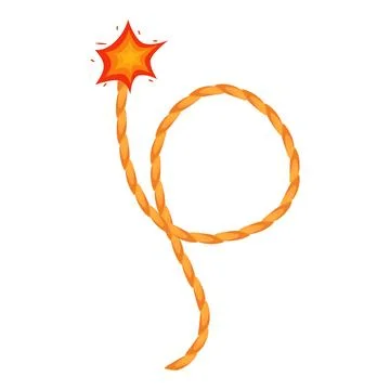 Burning fuse with star shape on fire showing explosion concept Stock Illustration