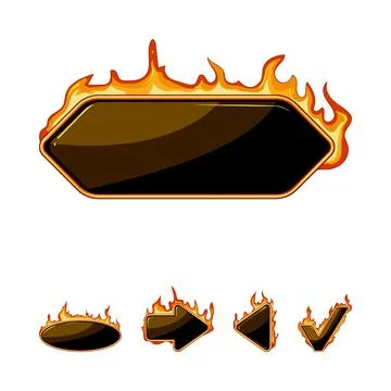 Burning game user interface elements and buttons 스톡 일러스트