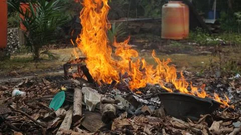 Burning Garbage in the Backyard Foto stock