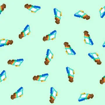 Burning garbage dark smoke air pollution isometric icon seamless pattern Stock Illustration