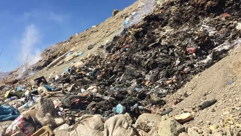 Burning Garbage Dump, Ecological Pollution Stock Footage 70970359