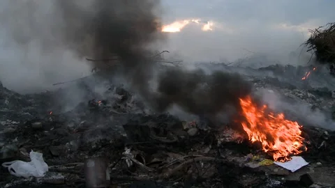 Burning garbage on a dump Video stock 139283782