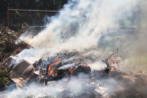 Burning garbage dump 写真素材
