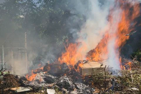 Burning garbage dump 写真素材