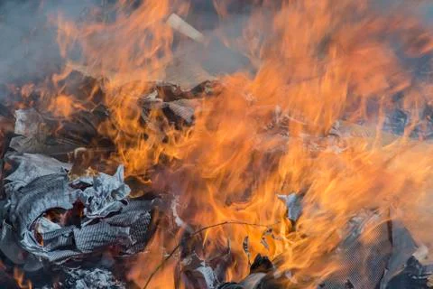 Burning garbage dump Stock Photos