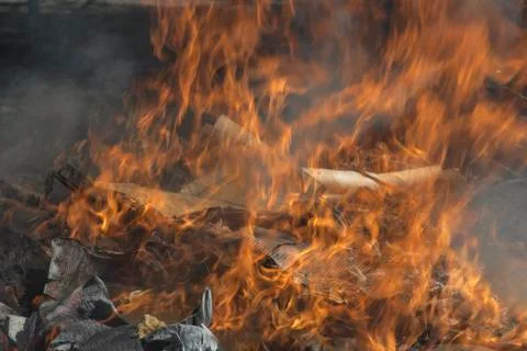 Burning garbage dump 写真素材