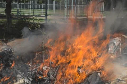 Burning garbage dump 写真素材