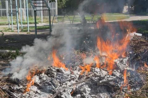 Burning garbage dump Stock Photos