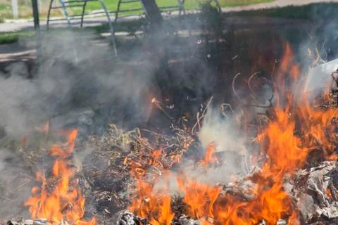 Burning garbage dump 写真素材