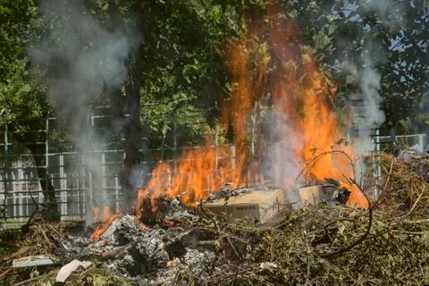 Burning garbage dump 写真素材